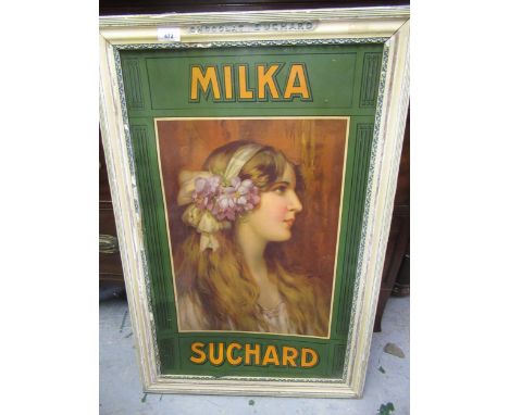 Milka Suchard, advertising sign, portrait of a girl in original lacquered frame, 33ins x 22ins 