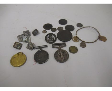 Two First World War service medals awarded to Private R.G Sharpe, together with another medal with Palestine 1945-1948 bar an