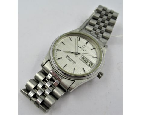 Gentleman's Omega stainless steel Seamaster Automatic wristwatch, the silvered dial with baton numerals, date window and swee