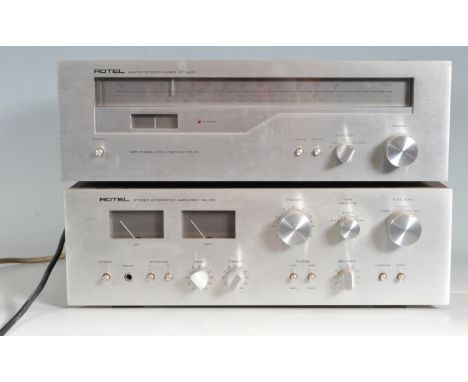 A collection of retro vintage 1970s late 20th century audio hi fi stereo equipment comprising of a&nbsp; Rotel RA 314 stereo 