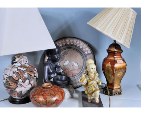 A collection of vintage retro late 20th century Chinese oriental ceramic cabinet ware to include a pair of Chinese children’s