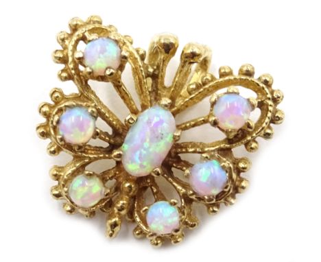 Gold opal set butterfly pendant, hallmarked 9ct Condition Report Approx 1.7gm, length 1.5cmClick here for further images, con