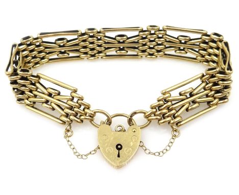 9ct gold five bar gate bracelet, hallmarked, approx 27gm Condition Report Click here for further images, condition, auction t