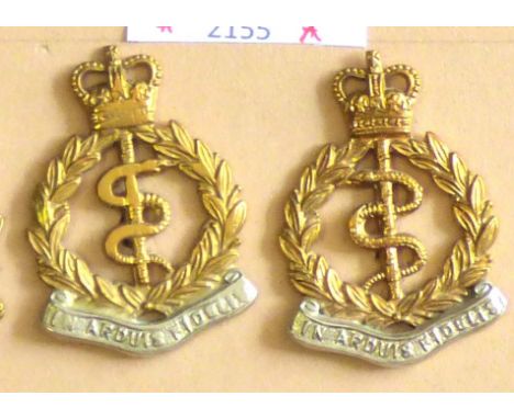 Royal  Army Medical Corps Collar Badge Pair - Facing pair, QC (Bi-metal, lugs)                   