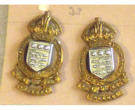 Royal Army Ordnance Corps Collar Badges, facing Pair- -KC, Silver and Gilt (Post 1949)