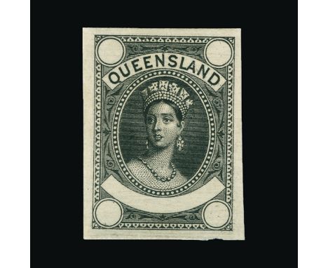 Bradbury Wilkinson Collection : QUEENSLAND: 1882 Chalon master proof in black on thick card, fine and rare. (image available)