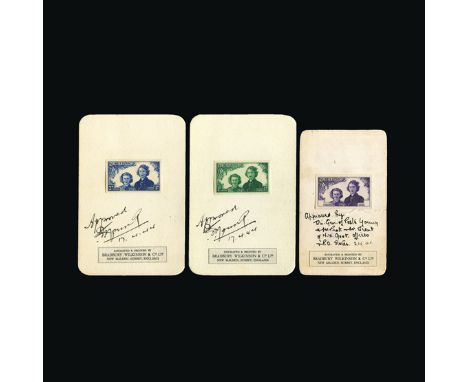 Bradbury Wilkinson Collection : NEW ZEALAND: 1944 Health superb and unique imperf proofs on B.W. archive cards, with master p