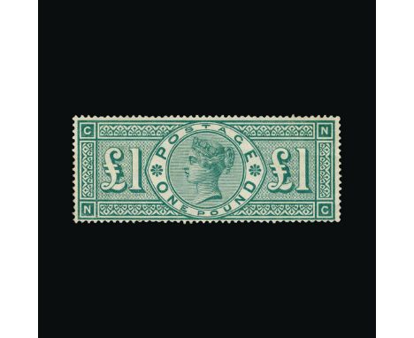 Great Britain - QV (surface printed) : (SG 212) 1891 £1 green, NC, couple of light gum creases, small patch without gum at ed