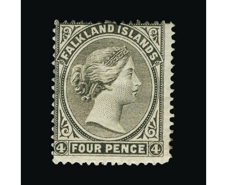 Bradbury Wilkinson Collection : (SG 9) FALKLAND ISLANDS: 1885-91 4d pale grey-black with sideways watermark, mint with light 