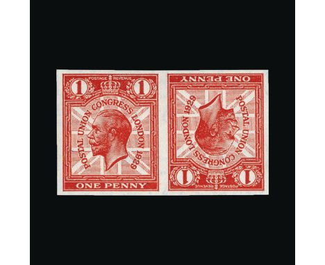 Great Britain - KGV : (SG (435)) 1929 PUC 1d TETE-BECHE IMPERF IMPRIMATUR horizontal pair, very fine and fresh, u.m.  From a 