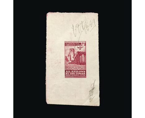 Bradbury Wilkinson Collection : GREAT BRITAIN: ALL HALLOWS BY THE TOWER REBUILDING FUND, TOC H, 1943 unique archive collectio