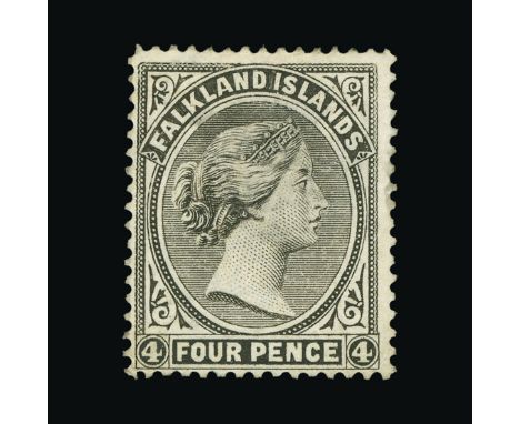 Bradbury Wilkinson Collection : (SG 6) FALKLAND ISLANDS: 1882 4d grey-black, mint with small part gum. Cat £850 (image availa