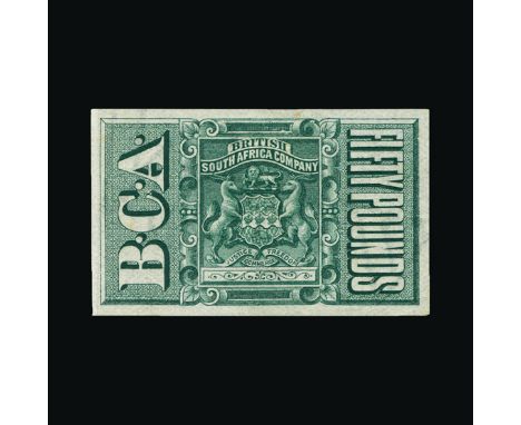 Bradbury Wilkinson Collection : NYASALAND: Revenue 1891 £50 green imperf, fine unused without gum as always found from the pr