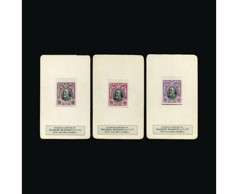 Bradbury Wilkinson Collection : SOUTHERN RHODESIA: Revenue 1930 KGV ‘Field Marshal’ imperf colour proofs (3) of the £1, print