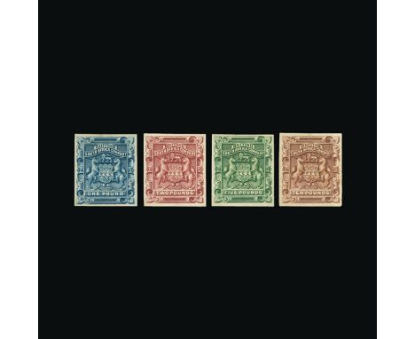 Bradbury Wilkinson Collection : RHODESIA: 1892 Arms 1d to £10 set, PERFORATED 'SPECIMEN', each fresh with large part gum, rar
