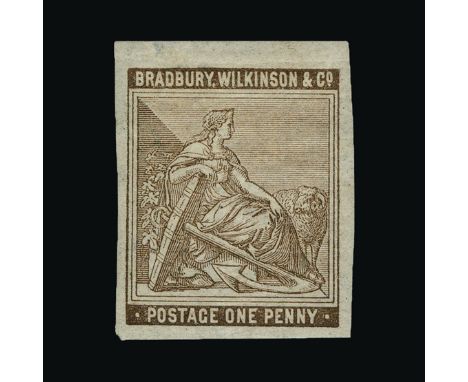 Bradbury Wilkinson Collection : DUMMY STAMPS: 1879 CAPE OF GOOD HOPE ONE PENNY ESSAY in brown, imperf on gummed paper. (image