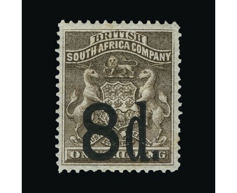 Bradbury Wilkinson Collection : (SG 14/17) RHODESIA: 1892 provisional surcharges set, fine mint. (4) Cat £650 (image availabl