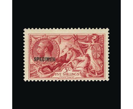 Bradbury Wilkinson Collection : GREAT BRITAIN: 1918-19 Seahorses 5s. With 'SPECIMEN' type 32 overprint, fine mint, cernered t