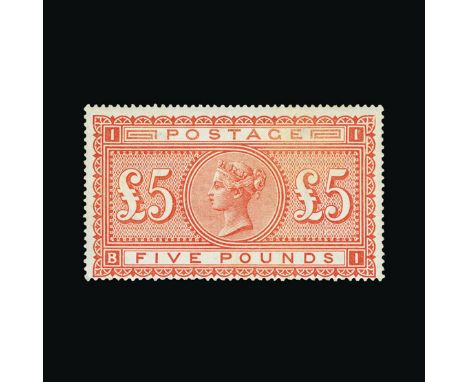 Great Britain - QV (surface printed) : (SG 137) 1867-83 £5 orange, BI, centred to bottom, small faint tone patch at bottom, h