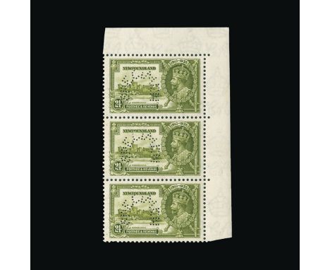 Bradbury Wilkinson Collection : 250-253s NEWFOUNDLAND: 1935 Silver Jubilee set, in superb and rare matching upper right corne