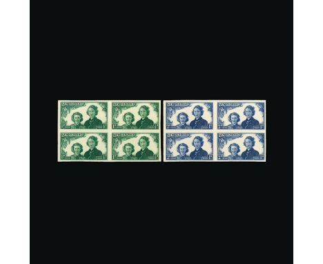 Bradbury Wilkinson Collection : (SG 663/664) NEW ZEALAND: 1944 Health set in IMPERF plate proof blocks of four on card, fine 