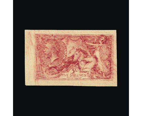 Bradbury Wilkinson Collection : GREAT BRITAIN: 1918 Seahorse 5s. Imperf rough proofs in three different states, fine. (3) (im