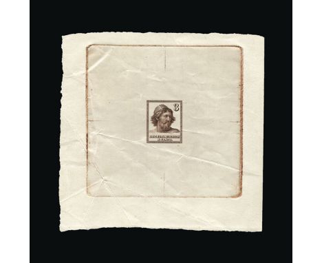 Bradbury Wilkinson Collection : DUMMY STAMPS: GREEK MAN WITH A HAT '3' LABELS, intact collection comprising die proofs in var