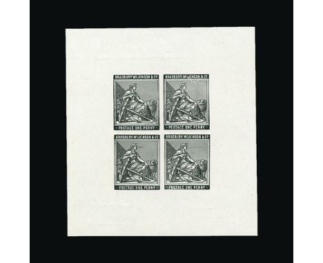 Bradbury Wilkinson Collection : DUMMY STAMPS: 1879 CAPE OF GOOD HOPE ONE PENNY ESSAY die proof block of four in black, fine a