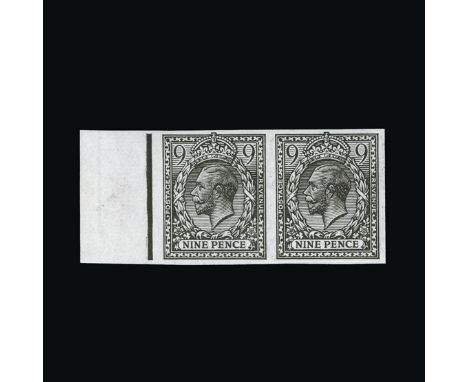 Great Britain - KGV : (SG (392)) 1912-24 9d agate, HORIZONTAL IMPERF IMPRIMATUR PAIR, fine and fresh, marginal u.m.  Ex. Nati