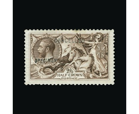 Bradbury Wilkinson Collection : GREAT BRITAIN: 1918-19 Seahorse 2s.6d with 'SPECIMEN' type 23 and 'CANCELLED' type 24 overpri