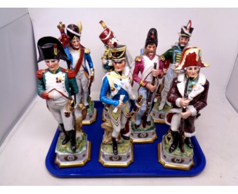 A tray of seven ceramic figures - Napoleonic soldiers