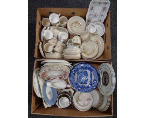 Two boxes of ceramics to include harvest pattern oven to table ware dinner service, Royal Albert, Poole pottery, Ridgeways pa