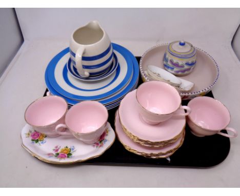 A tray of assorted ceramics, Poole pottery bowl, preserve pot, TG Green and Swinertons blue and white plates, bowls and jug, 