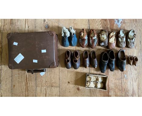A collection of Children's 1850s-1940s vintage shoes and clogs to include: a children pair of 1920s/30s T. Bar with punched f