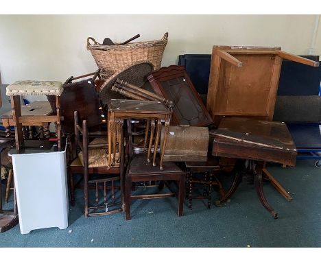 A large quantity of 20th century furniture including ercol coffee table, nest of tables, hall tables, etc; 19th century rosew