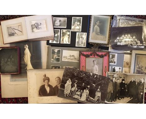 Collection of photographs in three albums plus loose and in frames, to include Edwardian group portraits of Cheltenham Ladies