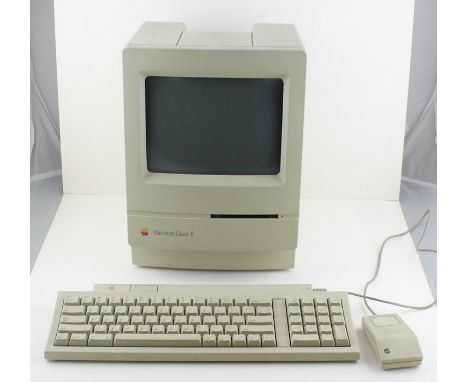 A vintage Apple Mackintosh computer.