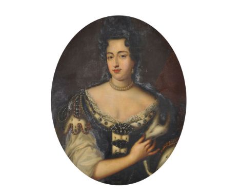 Follower of William Wissing   Portrait of Mary of Modena (1658-1718)   Oil on canvas, oval   80 x 64cm (31¼ x 25 in.)   Prove
