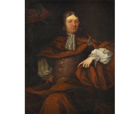 Dutch School (17th century)   Portrait of a gentleman three-quarter-length, in a brown coat   Oil on canvas laid down on pane