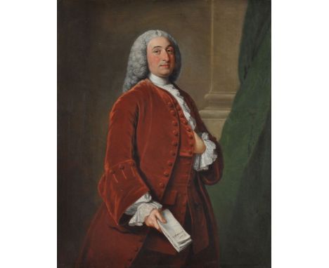 Circle of William Hoare of Bath (British 1706-1799)   Portrait of John Roberts (c.1711-1772), secretary to Henry Pelham, thre