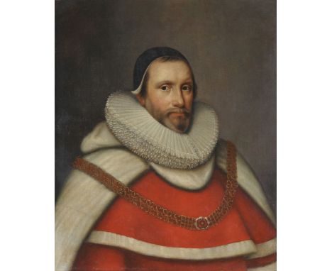 Follower of Cornelis Jonson Van Ceulen   Portrait of Sir Robert Heath (1575-1649), Chief Justice, half-length   Oil on canvas