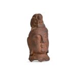 A Chinese cast-iron head of Guanyin, Qing Dynasty