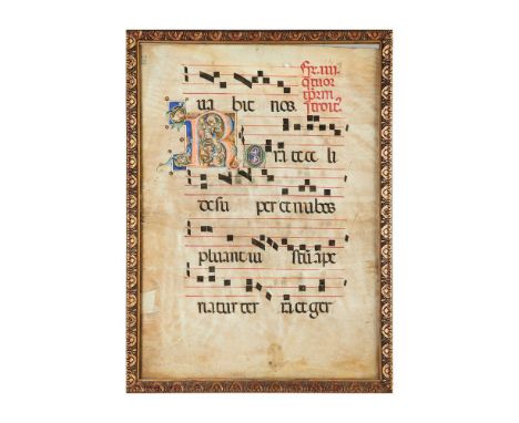Leaf from a choirbook (Gradual), with large initial 'R', illuminated manuscript on parchment [Italy, fourteenth century]