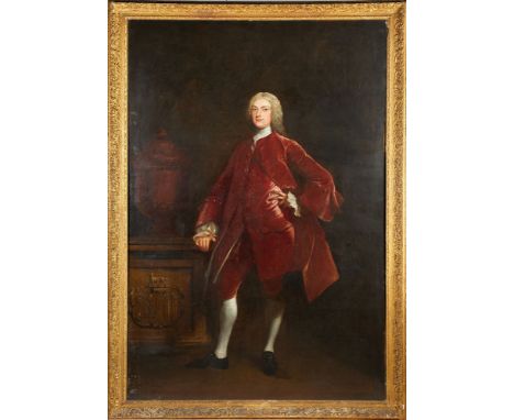 Joseph Highmore (British 1692-1780)   Portrait of William Lloyd of Liverpool, full-length, in a burgundy velvet coat   Oil on