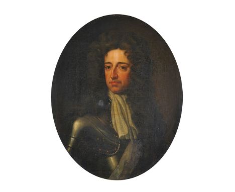 Follower of Sir Godfrey Kneller   Portrait of King William III (1650-1702) in armour with a Sash of the Order of the Garter  