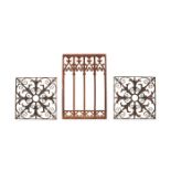A pair of French or English wrought iron grille or balcony panels, 19th century