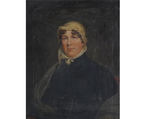 English School (circa 1820)   Portrait of a lady, half-length, in a black dress   Oil on canvas   74 x 58cm (29 x 22¾ in.)   