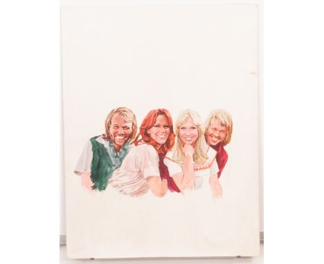 Arnaldo Putzu Look-in Magazine: Abba, original artwork of mixed media on board, approx. 20.5"x 15.5"