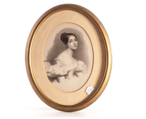 Portrait prints: four oval 19th-century female portraits, unidentified (4)