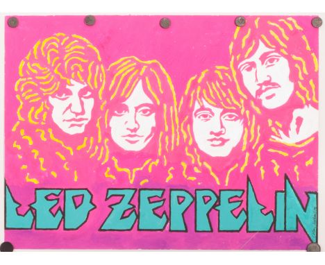 John Judkins: Led Zeppelin, original artwork of mixed media, signed and dated 76' approx. 16.5"x22"